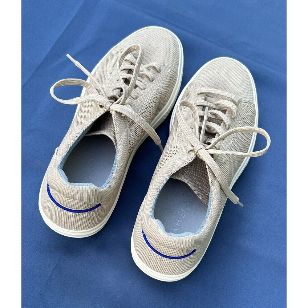 Rothys Men’s RS02 Sneaker in Wheat Sz 10.5 Breathable Beige Tan Khaki Casual